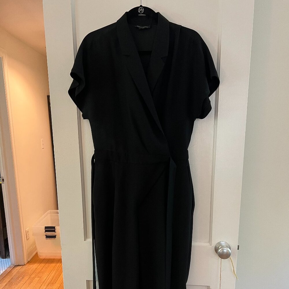 Banana Republic Black Tuxedo Jumpsuit | Wide Leg, Tie Waist | Size 8